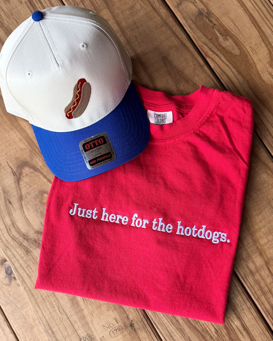 Just Here For The Hotdog Embroidery Tee