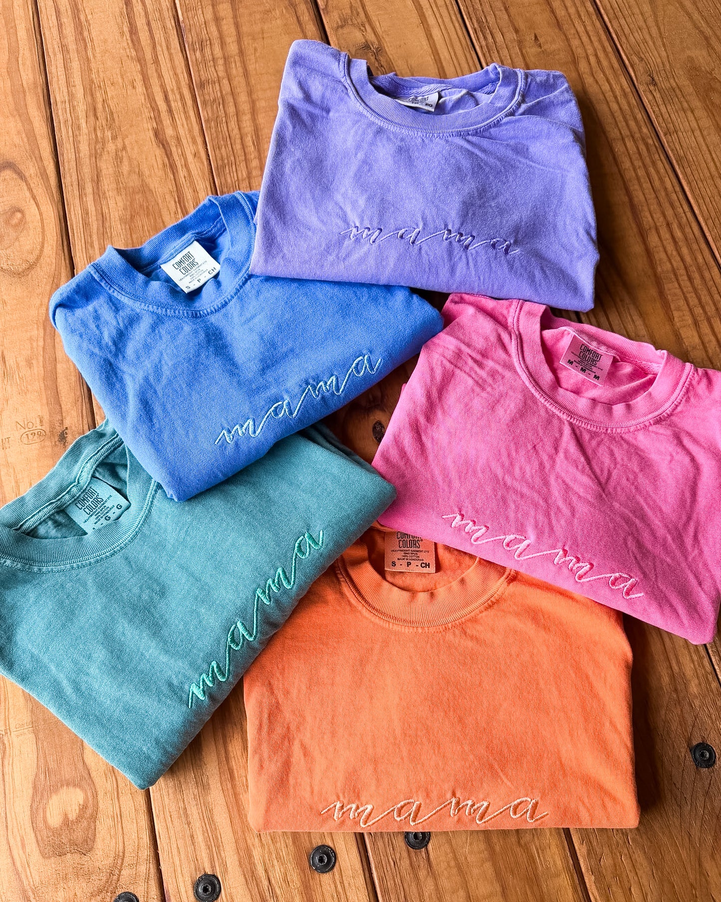 Mama Script Embroidered Comfort Colors Tee