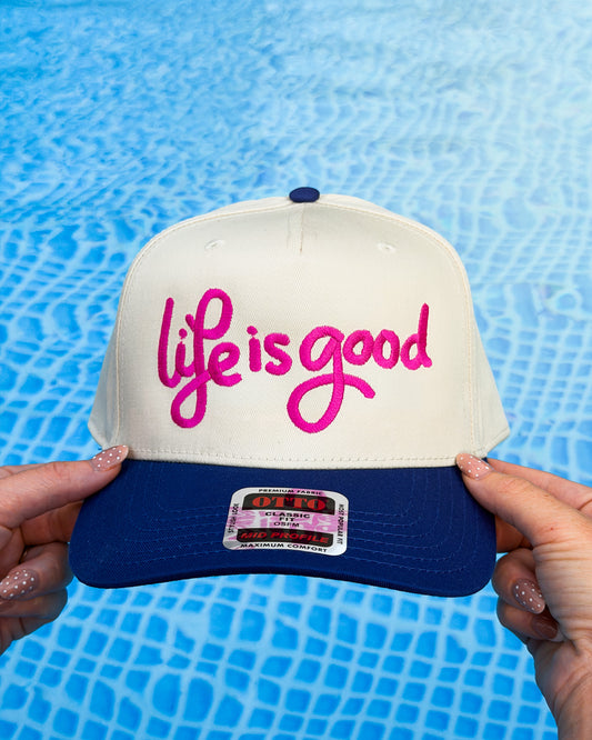 Life Is Good Embroidered Two-Tone Trucker Hat