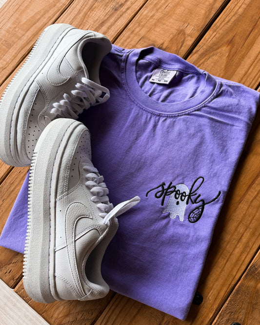 Spooky Ghost Embroidered Comfort Colors Tee