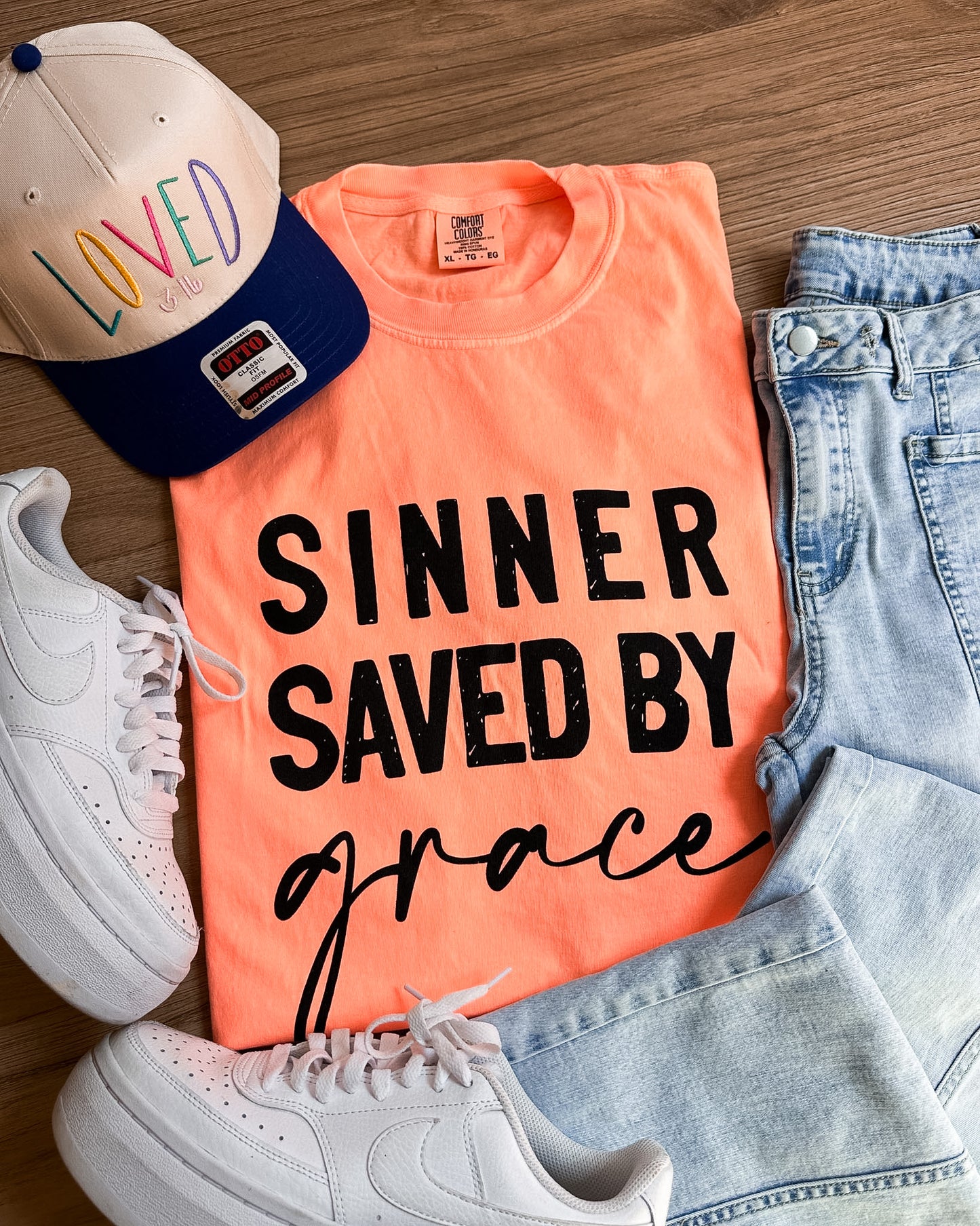 Sinner Saved By Grace Tee | Faith Graphic Shirt